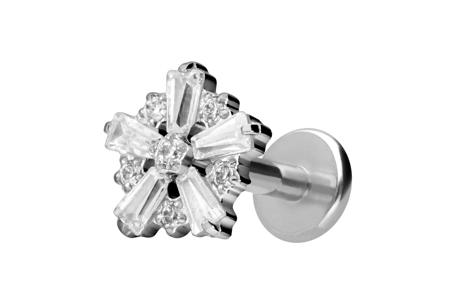 Titan Labret Piercing mit Innengewinde SCHNEEFLOCKE